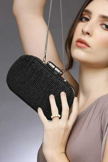 Quirky Tales Juniper Black Embellished Clutch 