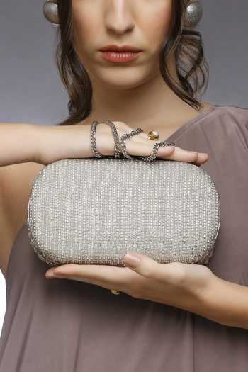 Shop Quirky Tales Silver Juniper Embellished Clutch Online at Aza Fashions Shop_Quirky Tales_Silver Juniper Embellished Clutch _Online_at_Aza_Fashions