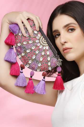 Quirky Tales Kashida Grey Halfmoon Clutch 