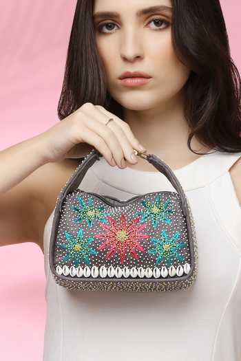 Quirky Tales Grey Kashida Mini Bag Online at Aza Fashions Quirky Tales_Grey Kashida Mini Bag _Online_at_Aza_Fashions