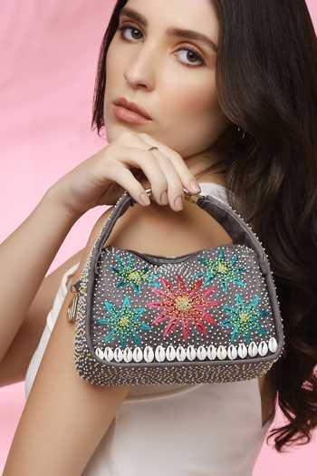 Shop Quirky Tales Grey Kashida Mini Bag Online at Aza Fashions Shop_Quirky Tales_Grey Kashida Mini Bag _Online_at_Aza_Fashions