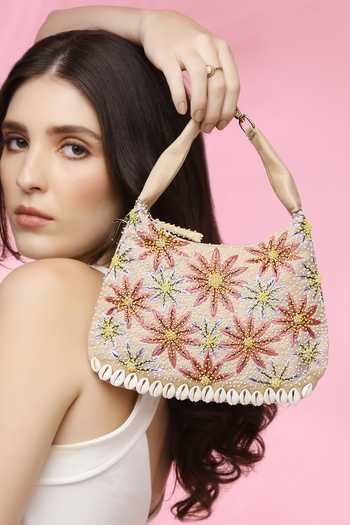 Quirky Tales Beige Kashida Hobo Bag Online at Aza Fashions Quirky Tales_Beige Kashida Hobo Bag _Online_at_Aza_Fashions