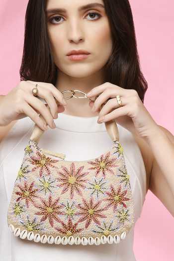 Quirky Tales Beige Kashida Hobo Bag at Aza Fashions Quirky Tales_Beige Kashida Hobo Bag _at_Aza_Fashions