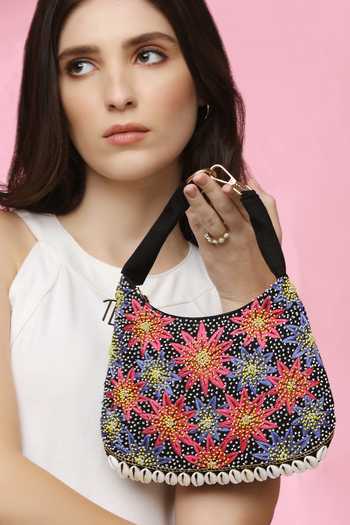 Quirky Tales Black Kashida Hobo Bag Online at Aza Fashions Quirky Tales_Black Kashida Hobo Bag _Online_at_Aza_Fashions