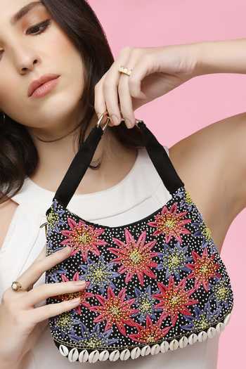 Shop Quirky Tales Black Kashida Hobo Bag Online at Aza Fashions Shop_Quirky Tales_Black Kashida Hobo Bag _Online_at_Aza_Fashions
