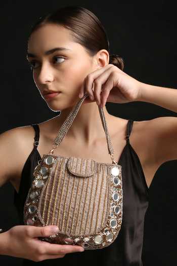 Quirky Tales Grey Mirror Rose Gold Mini Handbag Online at Aza Fashions Quirky Tales_Grey Mirror Rose Gold Mini Handbag _Online_at_Aza_Fashions