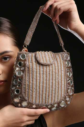 Shop Quirky Tales Grey Mirror Rose Gold Mini Handbag Online at Aza Fashions Shop_Quirky Tales_Grey Mirror Rose Gold Mini Handbag _Online_at_Aza_Fashions