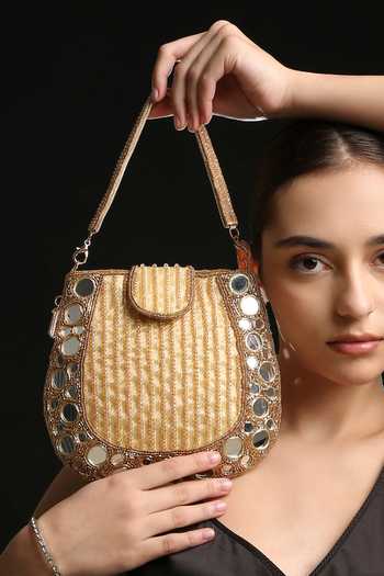 Quirky Tales Gold Mirror Mini Handbag Online at Aza Fashions Quirky Tales_Gold Mirror Mini Handbag _Online_at_Aza_Fashions