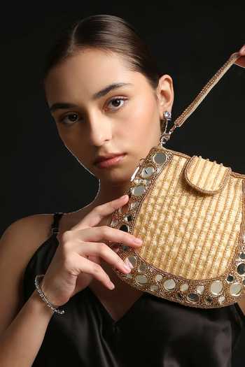 Buy Quirky Tales Gold Mirror Mini Handbag Online at Aza Fashions Buy_Quirky Tales_Gold Mirror Mini Handbag _Online_at_Aza_Fashions