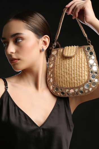 Quirky Tales Gold Mirror Mini Handbag at Aza Fashions Quirky Tales_Gold Mirror Mini Handbag _at_Aza_Fashions