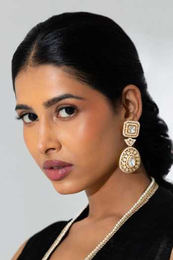 Solv Jewellery White Amara Polki Dangler Earrings Online at Aza Fashions Solv Jewellery_White Amara Polki Dangler Earrings _Online_at_Aza_Fashions