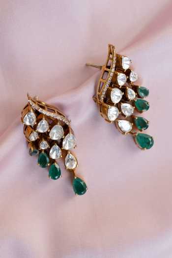 Solv Jewellery Polki Vine & Emerald Earrings 