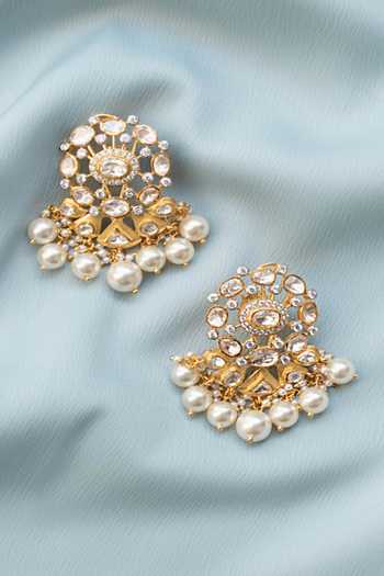 Solv Jewellery Gold Plated Samia Polki Earrings Online at Aza Fashions Solv Jewellery_Gold Plated Samia Polki Earrings _Online_at_Aza_Fashions