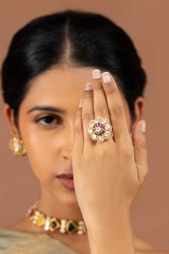Solv Jewellery Zoya Polki & Amethyst Ring