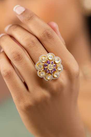 Solv Jewellery Zoya Polki & Amethyst Ring