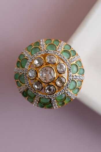 Solv Jewellery_Gold Plated Radiant Reverie Embellished Ring _Online_at_Aza_Fashions