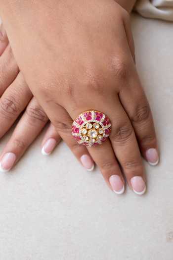 Solv Jewellery Crimson Bloom Embellished Ring