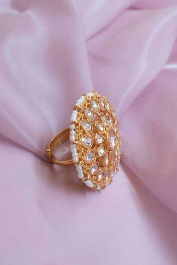 Buy_Solv Jewellery_Gold Plated Round Rhapsody Embellished Ring _Online_at_Aza_Fashions