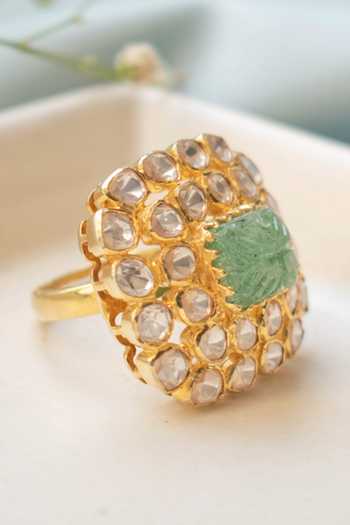 Solv Jewellery_Gold Plated Vasanti Embellished Ring _Online_at_Aza_Fashions