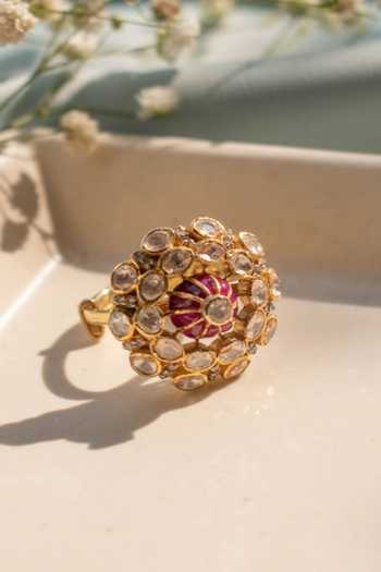 Solv Jewellery Gold Plated Naima Ruby Embellished Ring Online at Aza Fashions Solv Jewellery_Gold Plated Naima Ruby Embellished Ring _Online_at_Aza_Fashions