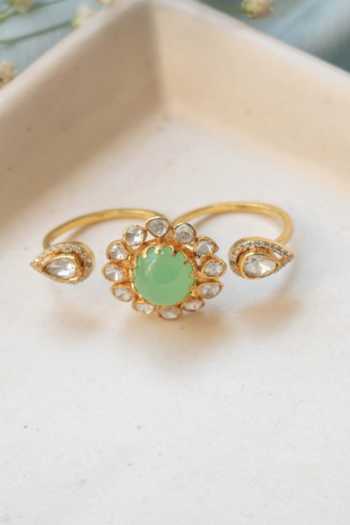 Solv Jewellery Inaya Emerald Two-Finger Embellished Ring