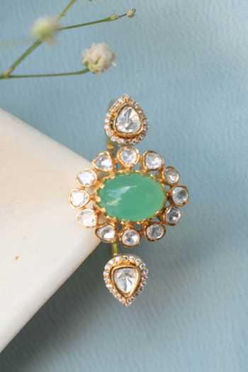 Solv Jewellery Inaya Emerald Two-Finger Embellished Ring