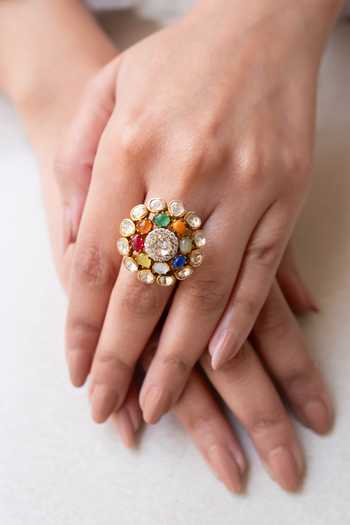 Solv Jewellery Aura Navrattan Embellished Ring