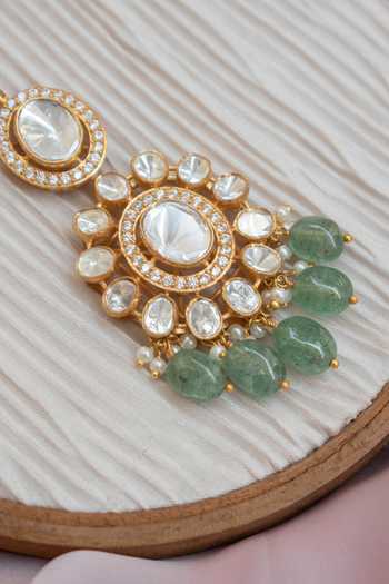 Buy_Solv Jewellery_Gold Plated Cascade Embellished Maangtikka _Online_at_Aza_Fashions