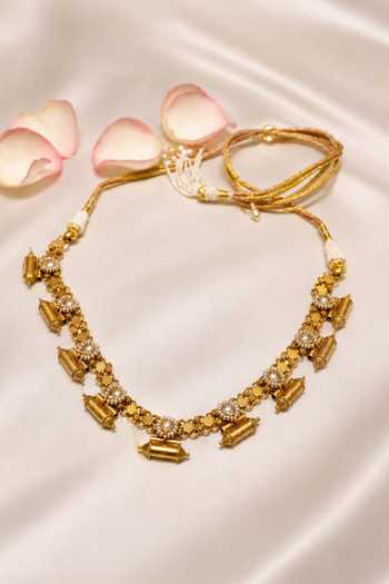 Buy Solv Jewellery Gold Plated Dholna Patti Necklace And Earrings Online at Aza Fashions Buy_Solv Jewellery_Gold Plated Dholna Patti Necklace And Earrings _Online_at_Aza_Fashions