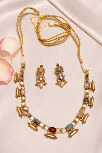 Solv Jewellery Navrang Dholna Necklace With Earrings 