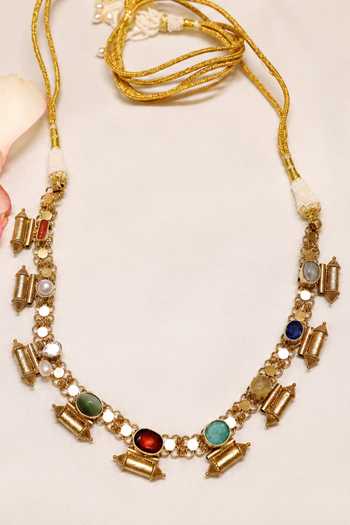 Buy Solv Jewellery Gold Plated Navrang Dholna Necklace With Earrings Online at Aza Fashions Buy_Solv Jewellery_Gold Plated Navrang Dholna Necklace With Earrings _Online_at_Aza_Fashions