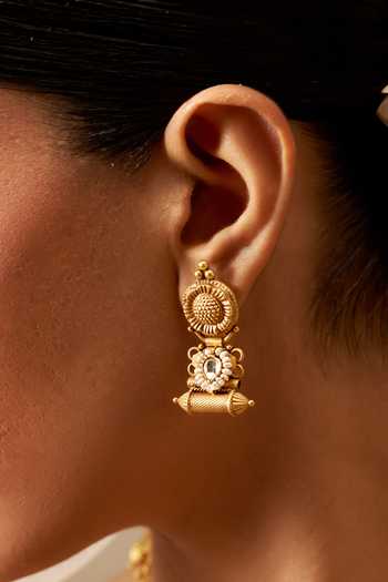 Shop Solv Jewellery Gold Plated Navrang Dholna Necklace With Earrings Online at Aza Fashions Shop_Solv Jewellery_Gold Plated Navrang Dholna Necklace With Earrings _Online_at_Aza_Fashions