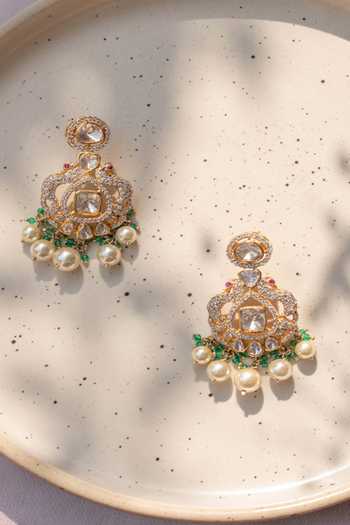 Solv Jewellery Gold Plated Jade Jay Long Necklace And Earrings Online at Aza Fashions Solv Jewellery_Gold Plated Jade Jay Long Necklace And Earrings _Online_at_Aza_Fashions