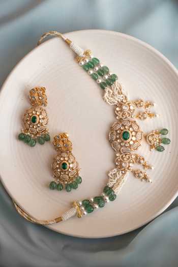 Solv Jewellery Verdant Blossom Embellished Necklace Set 