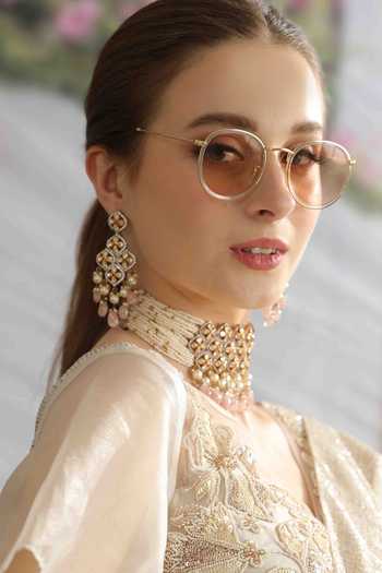 Solv Jewellery Gold Plated Rare Bloom Necklace With Earrings Online at Aza Fashions Solv Jewellery_Gold Plated Rare Bloom Necklace With Earrings _Online_at_Aza_Fashions