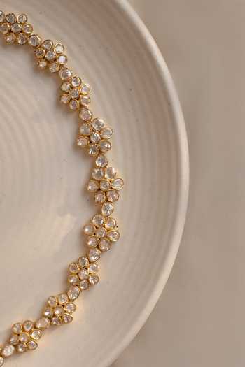 Solv Jewellery Gold Plated Everbloom Polki String Necklace Set Online at Aza Fashions Solv Jewellery_Gold Plated Everbloom Polki String Necklace Set _Online_at_Aza_Fashions