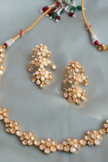Buy Solv Jewellery Gold Plated Everbloom Polki String Necklace Set Online at Aza Fashions Buy_Solv Jewellery_Gold Plated Everbloom Polki String Necklace Set _Online_at_Aza_Fashions