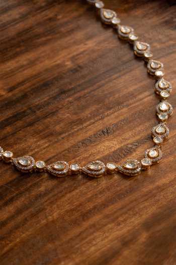 Solv Jewellery Gold Plated Raindrop Romance Necklace With Earrings Online at Aza Fashions Solv Jewellery_Gold Plated Raindrop Romance Necklace With Earrings _Online_at_Aza_Fashions