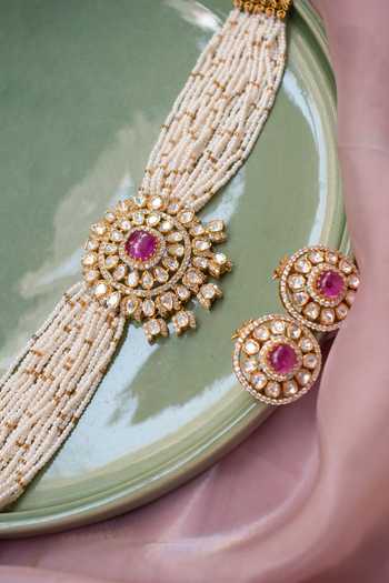 Solv Jewellery Blush Bouquet Choker With Earrings 