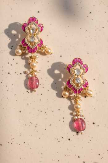 Solv Jewellery Gold Plated Anushka Ruby Choker With Earrings Online at Aza Fashions Solv Jewellery_Gold Plated Anushka Ruby Choker With Earrings _Online_at_Aza_Fashions