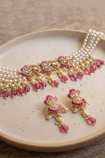 Solv Jewellery Anushka Ruby Choker With Earrings 
