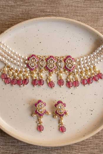 Solv Jewellery Anushka Ruby Choker With Earrings 