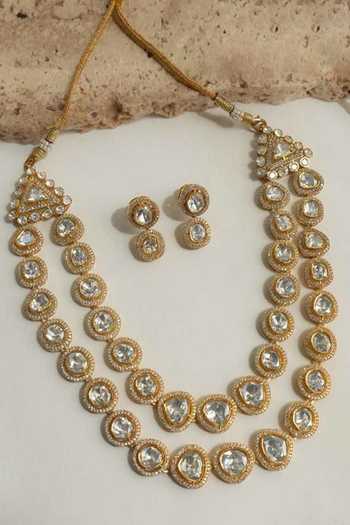 Solv Jewellery Dhruthi Polki Double String Necklace Set 