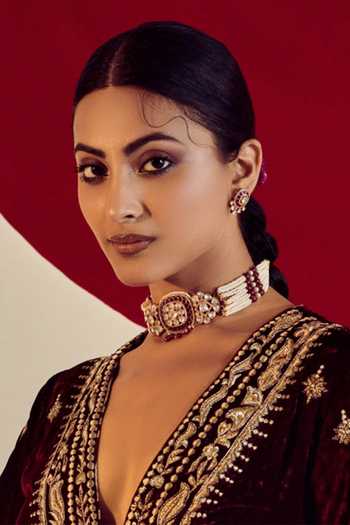 Solv Jewellery Noor Ruby Polki Choker With Earrings 