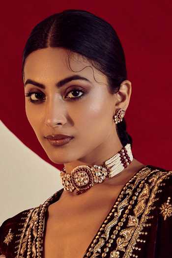 Solv Jewellery Noor Ruby Polki Choker With Earrings 