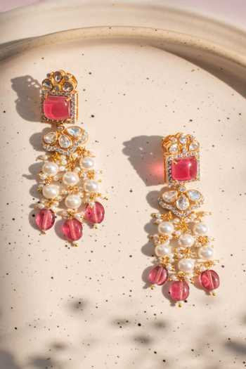 Solv Jewellery Ratnavali Ruby Necklace With Earrings 