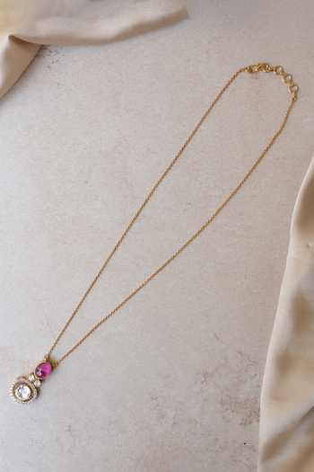 Buy Solv Jewellery Gold Plated Zaira Gemstone And Solitaire Polki Pendant Necklace Online at Aza Fashions Buy_Solv Jewellery_Gold Plated Zaira Gemstone And Solitaire Polki Pendant Necklace _Online_at_Aza_Fashions