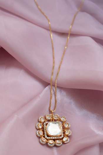 Solv Jewellery Carre Square Polki Pendant Necklace 
