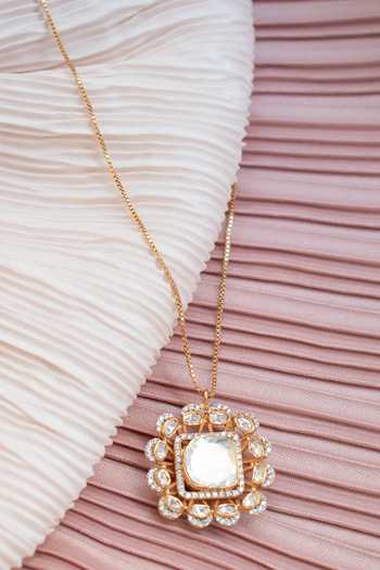 Solv Jewellery Carre Square Polki Pendant Necklace 