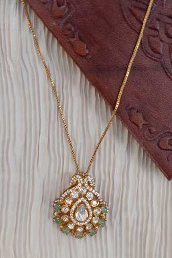 Solv Jewellery Leaf Halo Shaped Pendant Neck Chain 